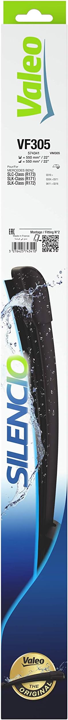 Valeo Silencio Wiper Blade VF305 574341 Front Length: 550mm/550mm Set of 2 Wiper Blades (for Right Hand Drive Vehicles)
