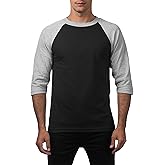 Pro Club Men's 3/4 Sleeve Crew Neck Baseball T-Shirt, Black/Heather Gray, 2X-Large