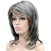 Lydell Long Soft Shaggy Layered Classic Cap Full Synthetic Wig Wigs (AB76 Grey Ombre)