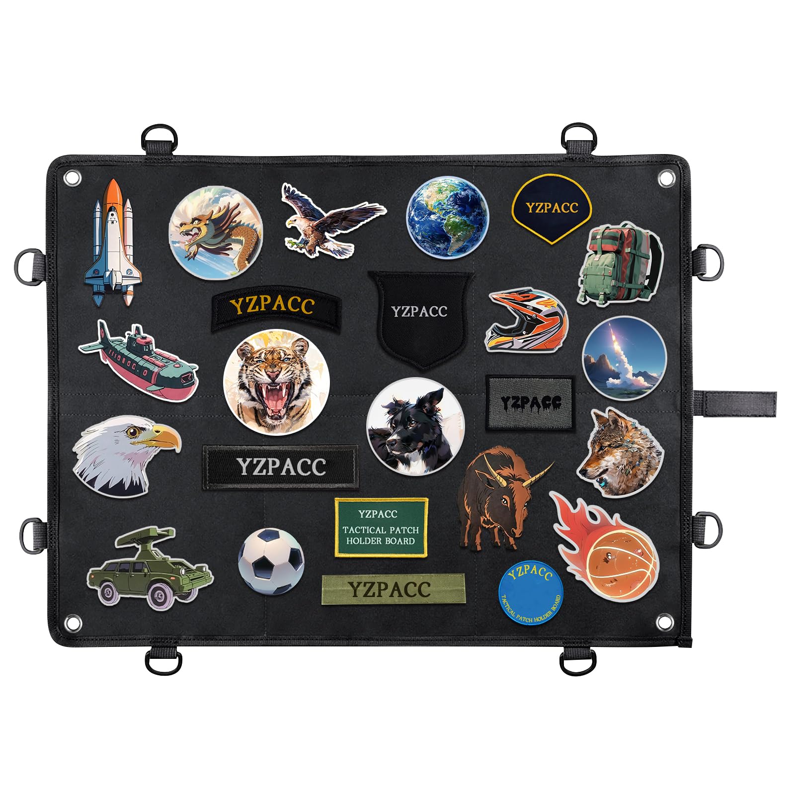 Yzpacc Tactical Patch Display Board, Loop-Surface Foldable Combat Morale Military Patch Hang Holder Panel for Military Army