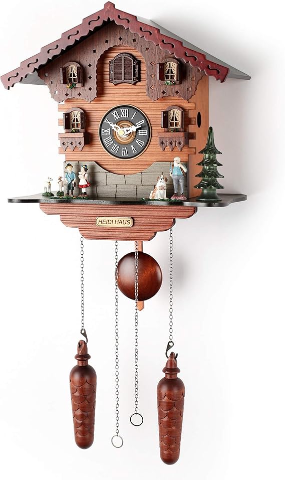 Polaris Clocks Small Cuckoo Wall Clock with Night Mode