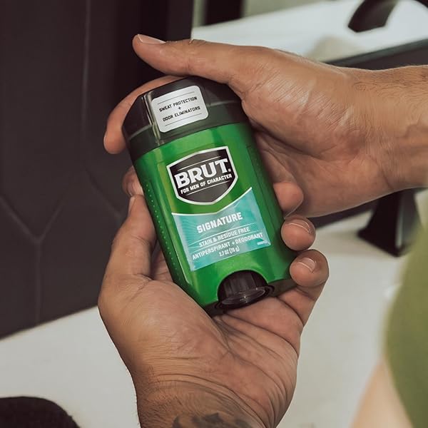 BRUT SIGNATURE SCENT ANTIPERSPIRANT AND DEODORANT – SCENTED DEODORANT STICK FOR MEN – POWERFUL SWEAT PROTECTION – ELIMINATES ODORS – 2.7 OZ