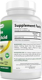 Best Naturals Alpha Lipoic Acid 600 mg 240 Capsules 240 Count view 2