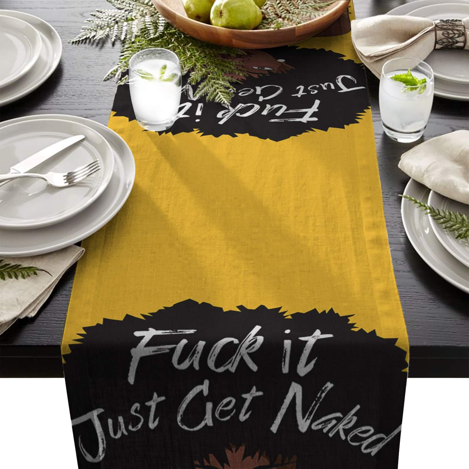 Fandim Fly Table Runner African American Women,Fuck it,Just Get Naked Table Runners for Catering Events, Dinner Parties, Wedding, Indoor and Outdoor Parties, 18 x 72 Inch