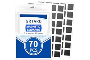 Grtard 70 Pack Square Sticky Magnets with Adhesive Backing, Sticky Magnetic Squares, Peel and Stick Magnet with Adhesive for Classroom, DIY, Refrigerator, Whiteboard, Art Projects