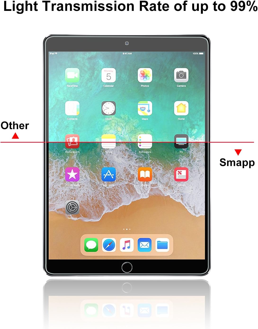 [2 Pack]Screen Protector for iPad 6th Generation/iPad 9.7"inch(2018/2017)/iPad Pro 9.7/iPad Air/iPad Air 2,SMAPP Tempered Glass Screen Protector/Apple Pencil Compatible/Scratch Resistant/Bubble Free: Computers & Accessories