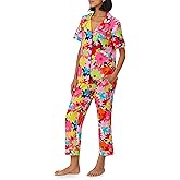 BedHead Pajamas womens Cotton Knit Short Sleeve Cropped Pj Set