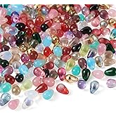 Craftdady 350Pcs Teardrop Czech Glass Beads Mixed Colors Lustered Drop Spacer Loose Beads 6.5x4.5mm Top Drilled for Jewelry Craft Making