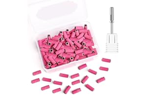 BQAN Sanding Bands for Nail Drills, 100pcs Small Bands 240 Fine Grit Nail File Sanding Bands with Upgrade 3.1mm Mandrel Drill Bits for Acrylic Nails Gel Manicure (Pink)