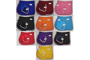 ALITAVER Horse English Saddle PAD with Matching Fly Bonnet with Ear NETS Breathable Cotton Handmade Full Size Stretchable Ears (Orange, Full)