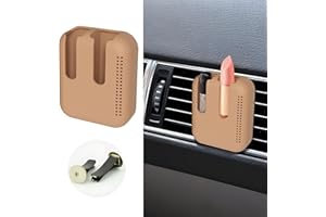 CAHOTO Silicone Lip Balm Holder for Car Vent, Easy to Install and Remove, Chapstick Holder for Car, Space Saving, Car Aromatherapy Diffuser with Clip, Soft and Washable(Khaki)