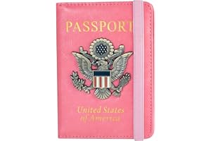 ILOVEVER Passport Holder Cover and Card Case Slot Combo RFID Blocking Leather Travel Passport Wallet for Men and Women US Passport Protector Document Organizer,Pink