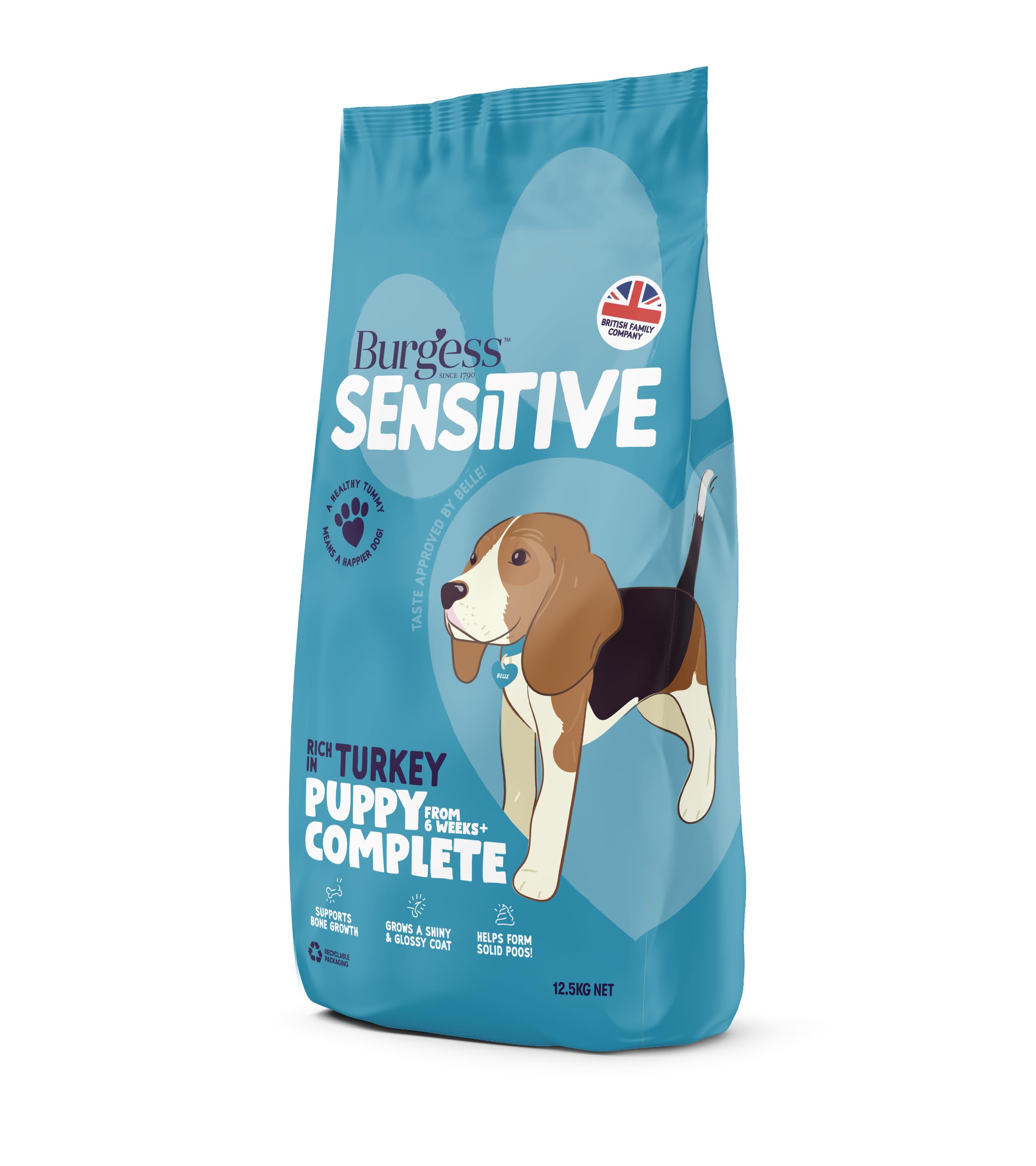 Burgess Sensitive Dry Puppy Food Rich in Turkey, 12.5 kg