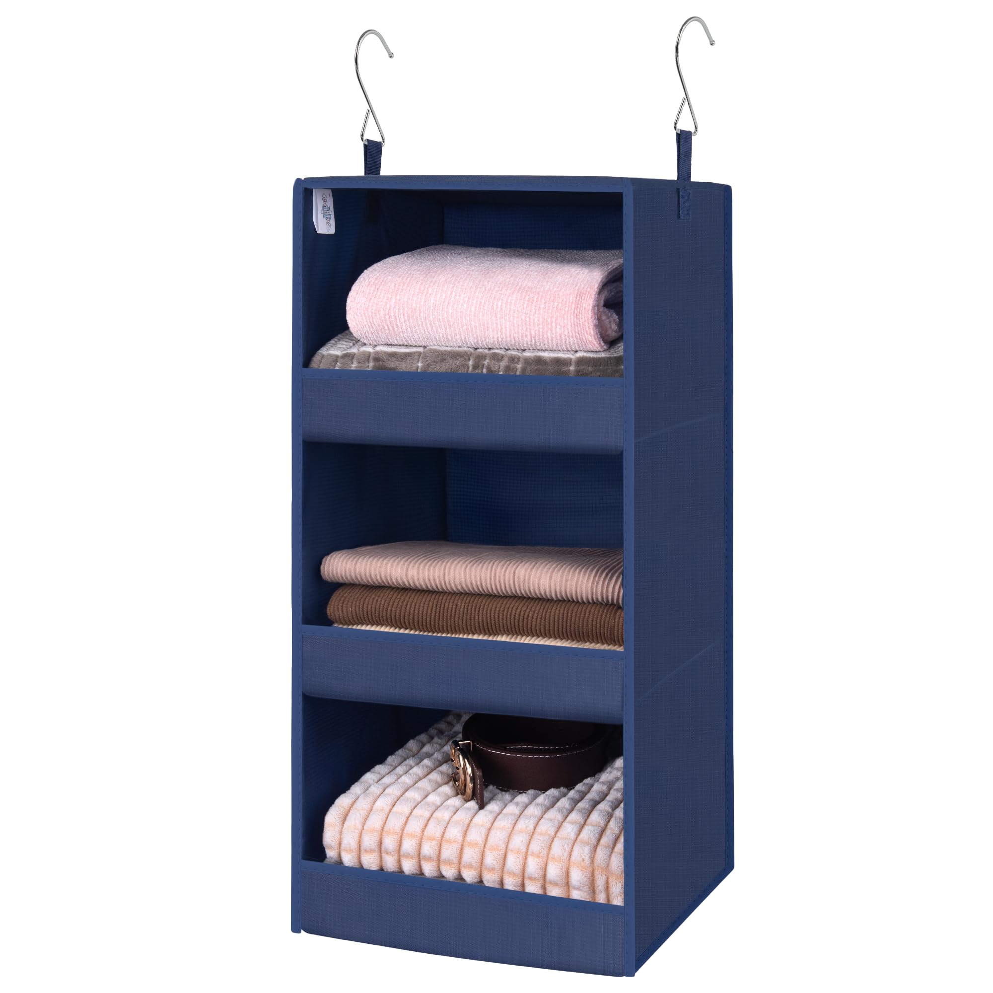 GRANNY SAYS Hanging Storage, Pack of 1 Foldable Hanging Wardrobe Organiser Children, 3 Tier Hanging Shelves for Wardrobe, Hanging Clothes Storage Short, Fabric Hanging Storage Organiser Baby, Navy