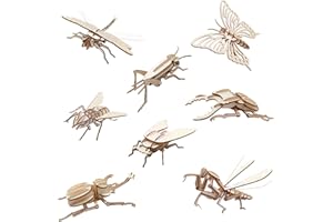 ELX Wooden 3D Puzzles for Kids 6+, 8 Piece Set Insect Animal Wooden Models, Wood Building Kits DIY Wooden Crafts Stem Toys peresents for Kids and Adults…