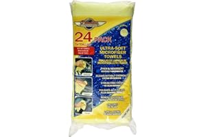 Eurow 325 GSM Microfiber Deluxe Cleaning Towels, Ultra-Soft, Streak-Free, Reusable, High Absorbency for Car, Home, Garage, Detailing, Safe on All Surfaces, Machine Washable, 16x16in, 24-Pack, Yellow