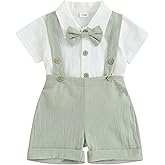 Infant Baby Boy Gentleman Outfit Summer Romper Onesie Suspender Shorts Overalls Newborn Dress Clothes