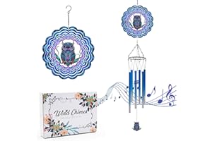DKJOCKY Wind Chimes with Owl Wind Spinner, Gifts for Men, Women, Retirement, Teacher, Parents - Outdoor Hanging Decor Clearance for Garden, Patio, Backyard Or Porch