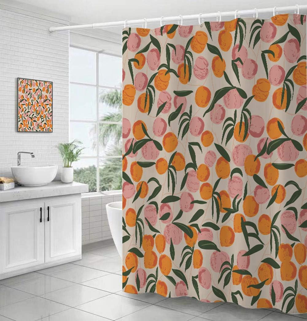 Decorative Peach Shower Curtain Waterproof Polyester Fabric