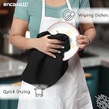 Encasa XO Kitchen Dish Towels Set Black 70x45 cm 4 Pack Waffle Weave view 4