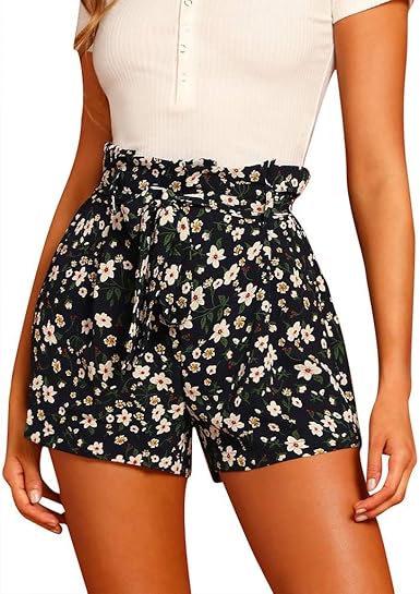 high waisted printed shorts