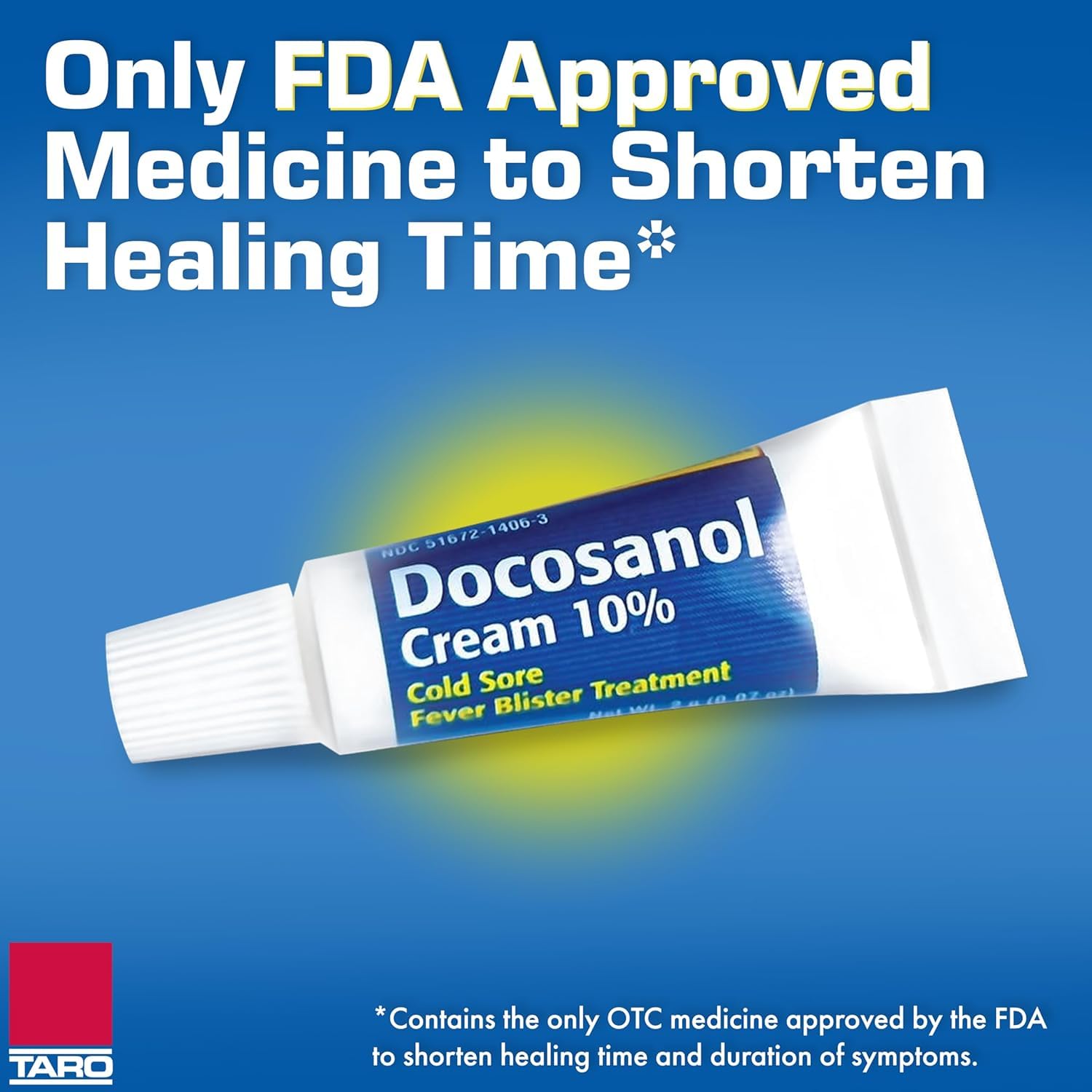 TARO Cold Sore & Fever Blister Treatment - Fast-Acting Docosanol 10% Cream - Cold Sore & Fever Blister Treatment for Lips, Anti-Itch Formula for Effective Relief and Healing - 0.07 oz (1 Pack)