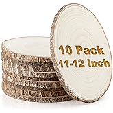 Set of (10) 11-12 Inches Large Wood Slices, Wood Centerpieces for Tables, Wood Slices for Centerpieces, Unfinished Wood Rounds for Wedding, Baby Shower, Party, Natural Paulownia Wooden Slabs