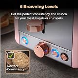 Tower Cavaletto 2-Slice Toaster Pink Rose Gold 850W Defrost Reheat view 4