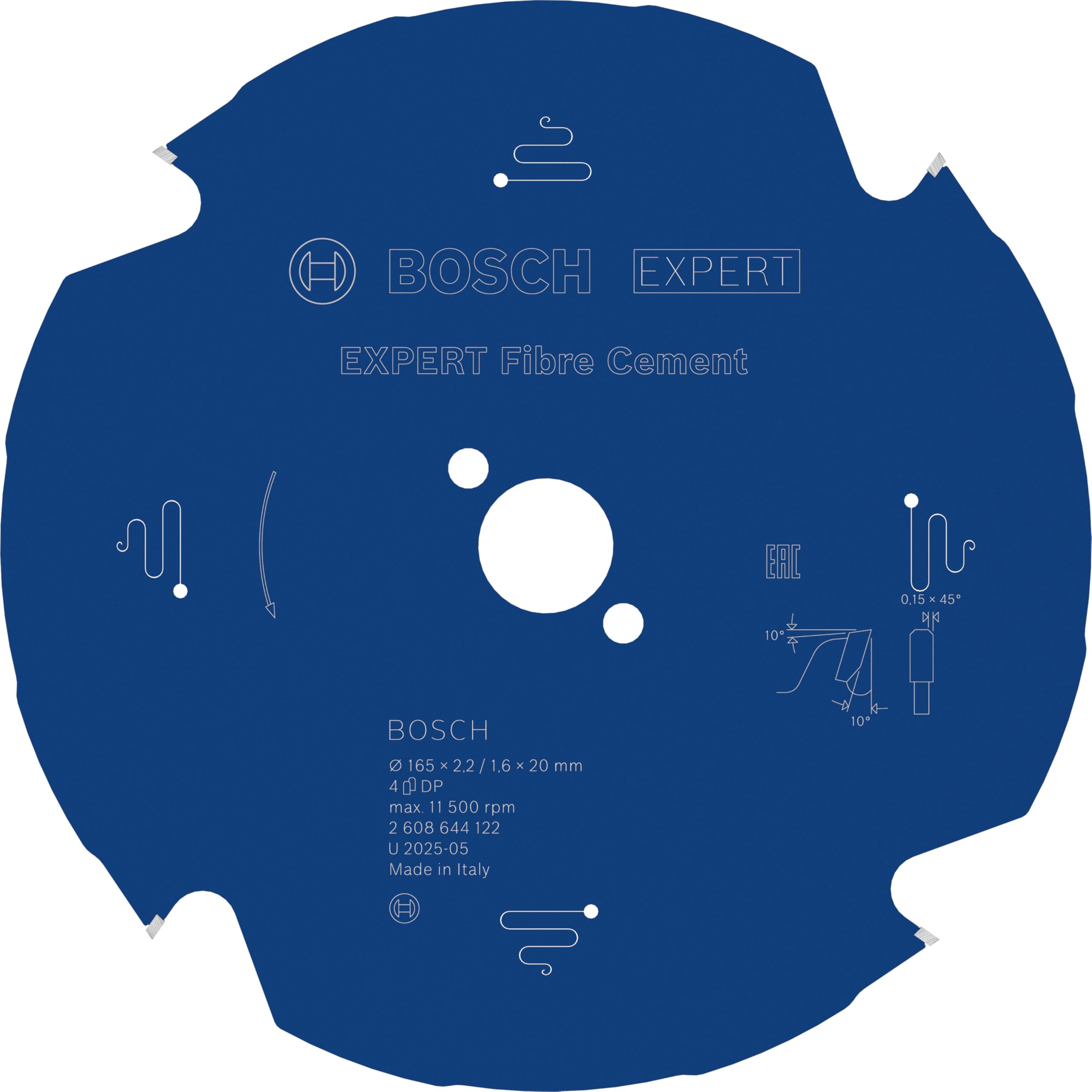 Bosch 1x EXPERT Fibre Cement Corded Circular Saw Blade for Handheld Circular Saw (for Fibre cement boards, Ø mm, Professional Accessory Hand-Held Corded Circular Saws)