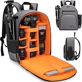 IPEB Camera Backpack for Photographers, Professional DSLR Camera Bag | Photography Case with 13.5" Laptop Compartment, Tripod Holder Compatible for Sony Canon Nikon for men women gift, Grey Orange