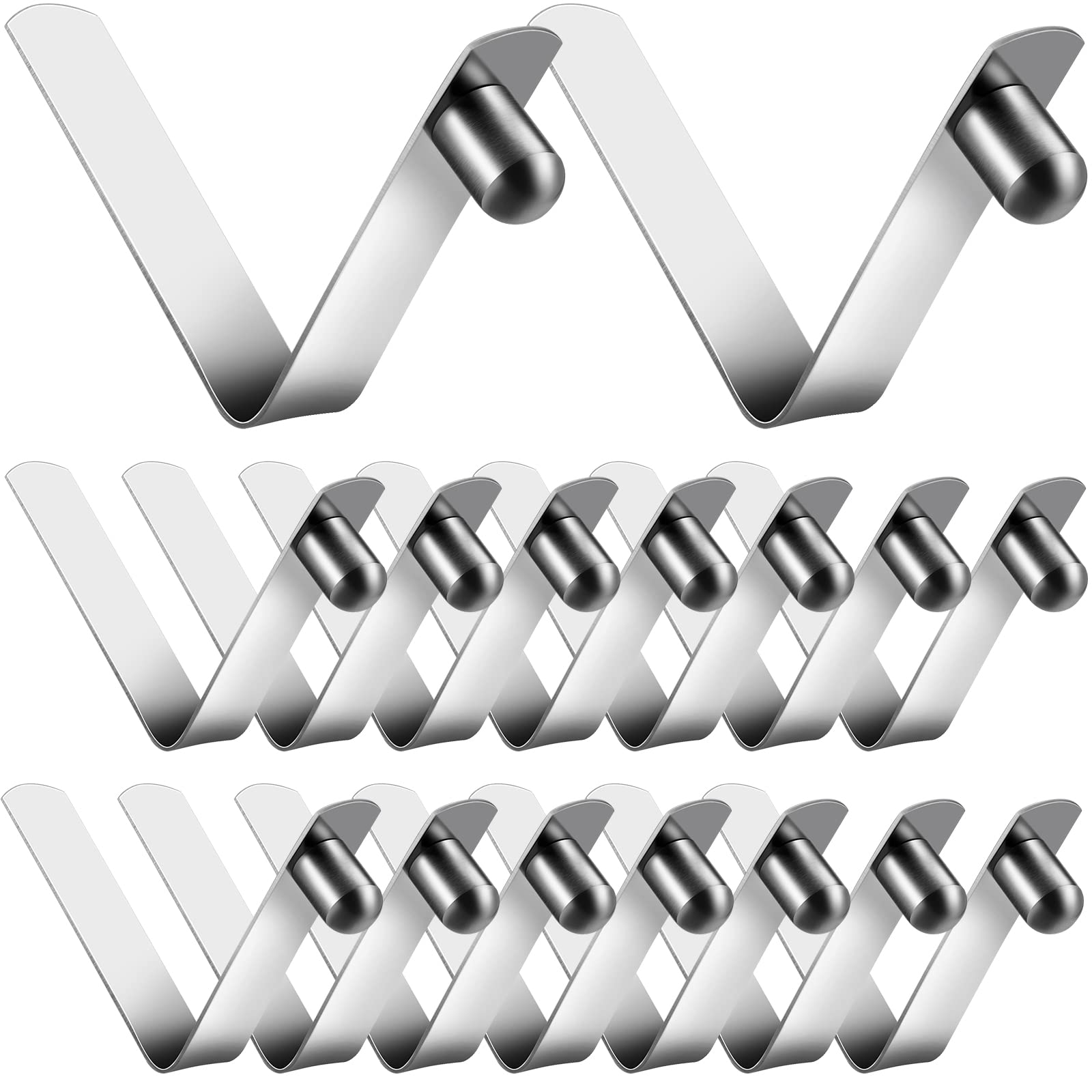 Photo 1 of Demissle 16 Pieces Canopy Metal Push Button Spring Clip Stainless Steel Push Button Clips V Shaped Tent Pole Clips Spring Button Lock for Camping Kayak Paddle Tent Pole, 8 mm