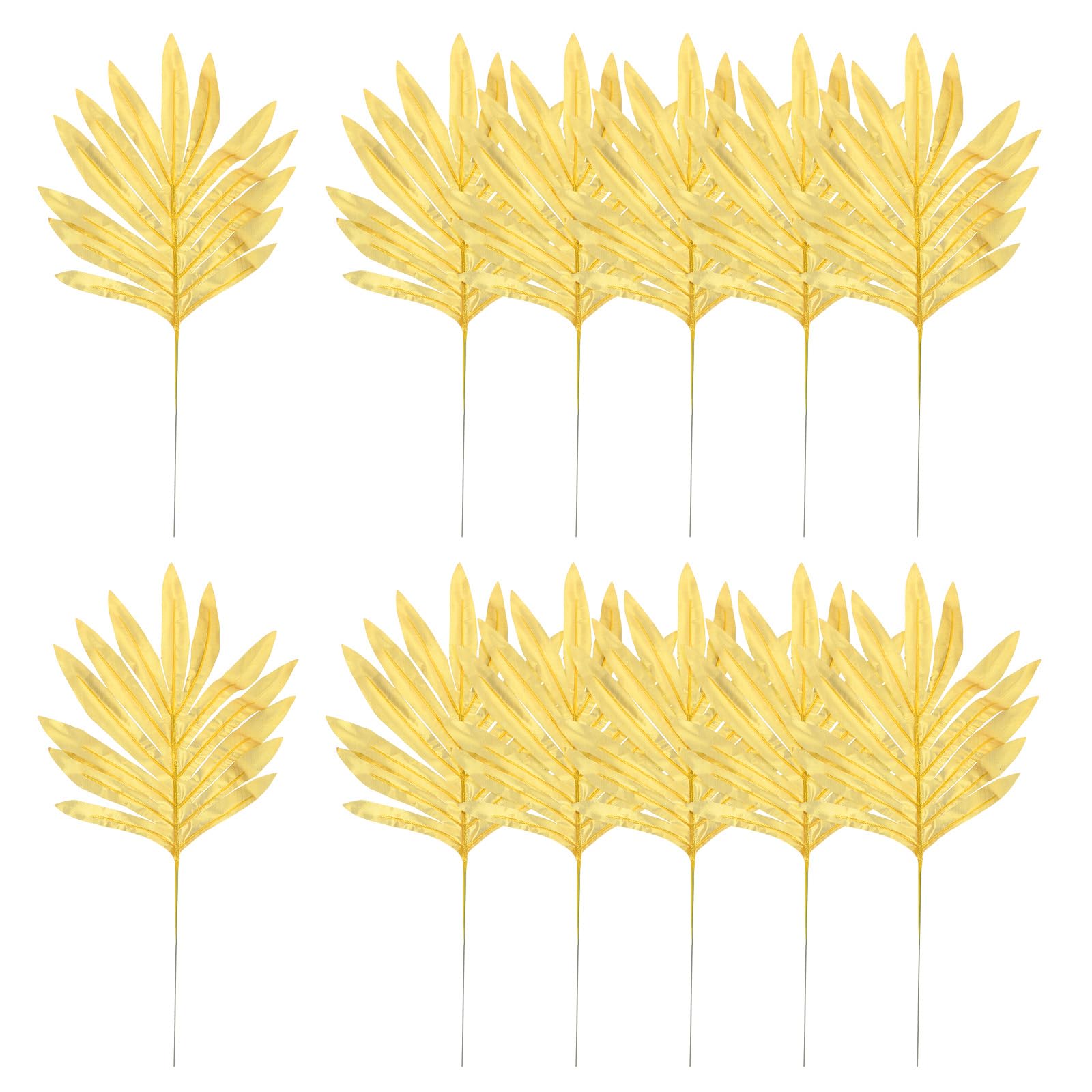 PATIKIL 15" Gold Palm Leaves, 24 Pack Artificial Palm Leaves Faux Palm Fronds Fake Palm Leaf Simulation Tree Leaves for Home Hawaiian Jungle Beach Party, Style 9