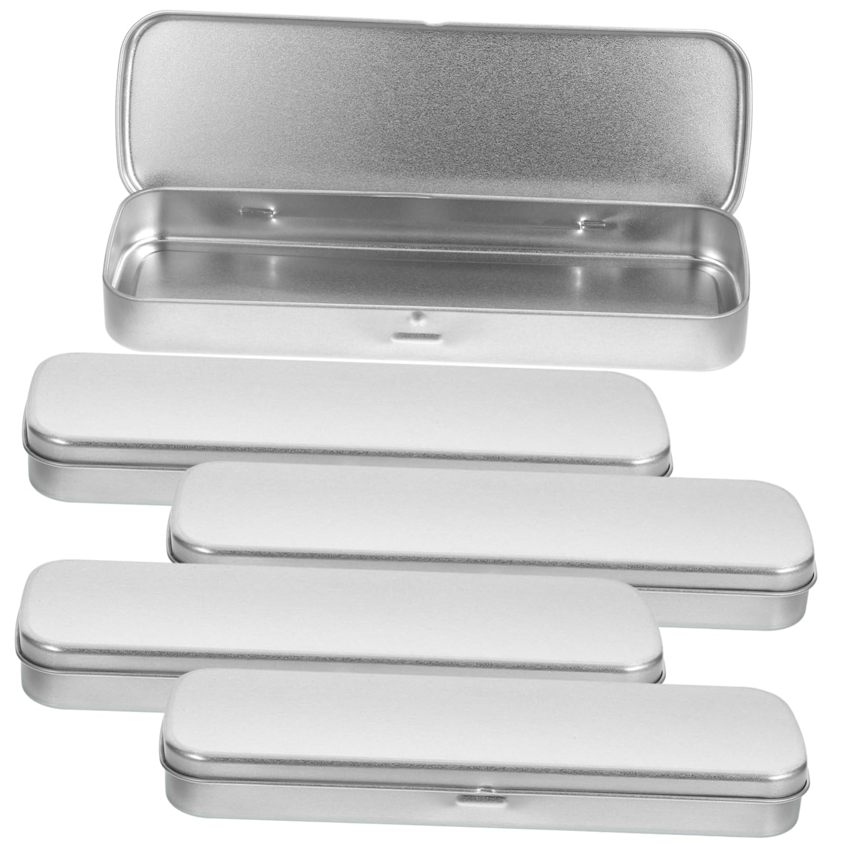 NUOBESTY Metal Pen Pencil Case Stationery Box Empty Hinged Tin Box School Supplies Pen Holder Makeup Organizers