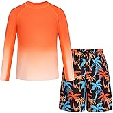 GRACE KARIN Boys Rash Guard Swim Set Two Piece Long Sleeve Bathing Suit Boy Swimsuit 6-13Y
