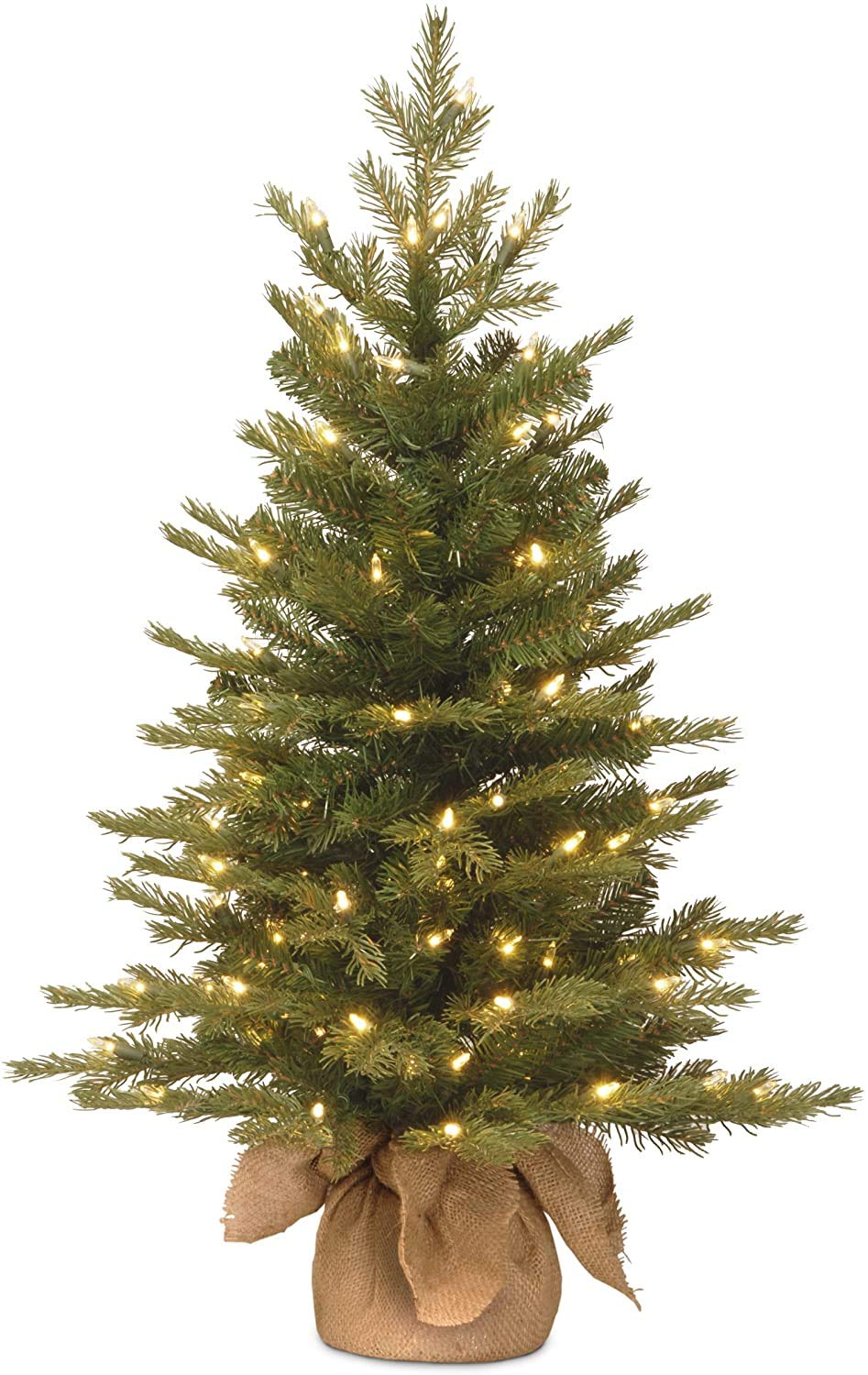 Photo 1 of ***LIGHTS DO NOT WORK***National Tree Company 3 ft Pre-Lit Nordic Spruce Mini Artificial Christmas Tree, 100 Clear Lights, 363 Tips, Burlap Base, Green***LIGHTS DO NOT WORK***