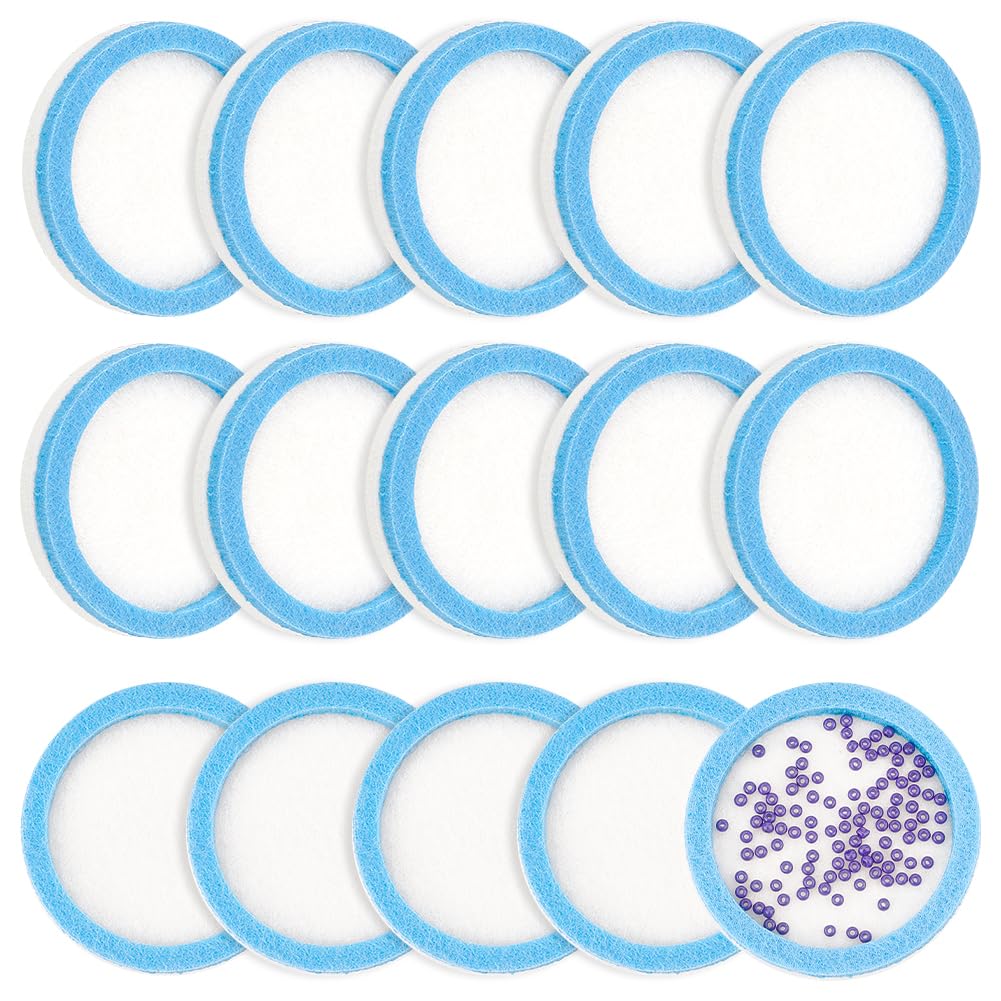 BENECREAT 15Pcs Round Felt Bead Design Board, 4cm Sky Blue Felt Beading Mat DIY Beading Boards Storage Tray for Jewelry Making, Beading Supplies, 8mm Thick