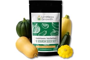 Squash Heirloom Varieties | 5 Varieties of High-Yield Squash Seeds | Summer Garden Seeds for Easy-to-Grow Vegetables in Canad