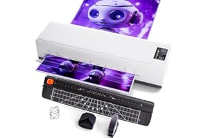 IBZDI 9 Inch Portable Laminator Machine, 4-in-1 A4 Thermal Laminator with Trimmer(White)