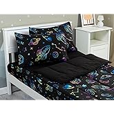 Meeting Story 3pcs Kids Comforter Set Zipper Bedding Set for Boys,Twin Kid Comforter Set Space Bedding Set for Kid,All in one Zipper Bedding(Blackgreen,Twin)