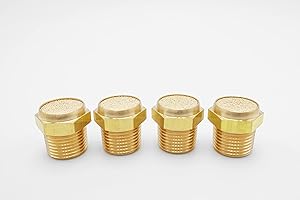 IVLPHA Pneumatic Air Muffler, Sintered Bronze Air Breather Vent Muffler Filter 3/8" Male NPT Air Solenoid Valve Brass Silencer Fitting (Pack of 4)