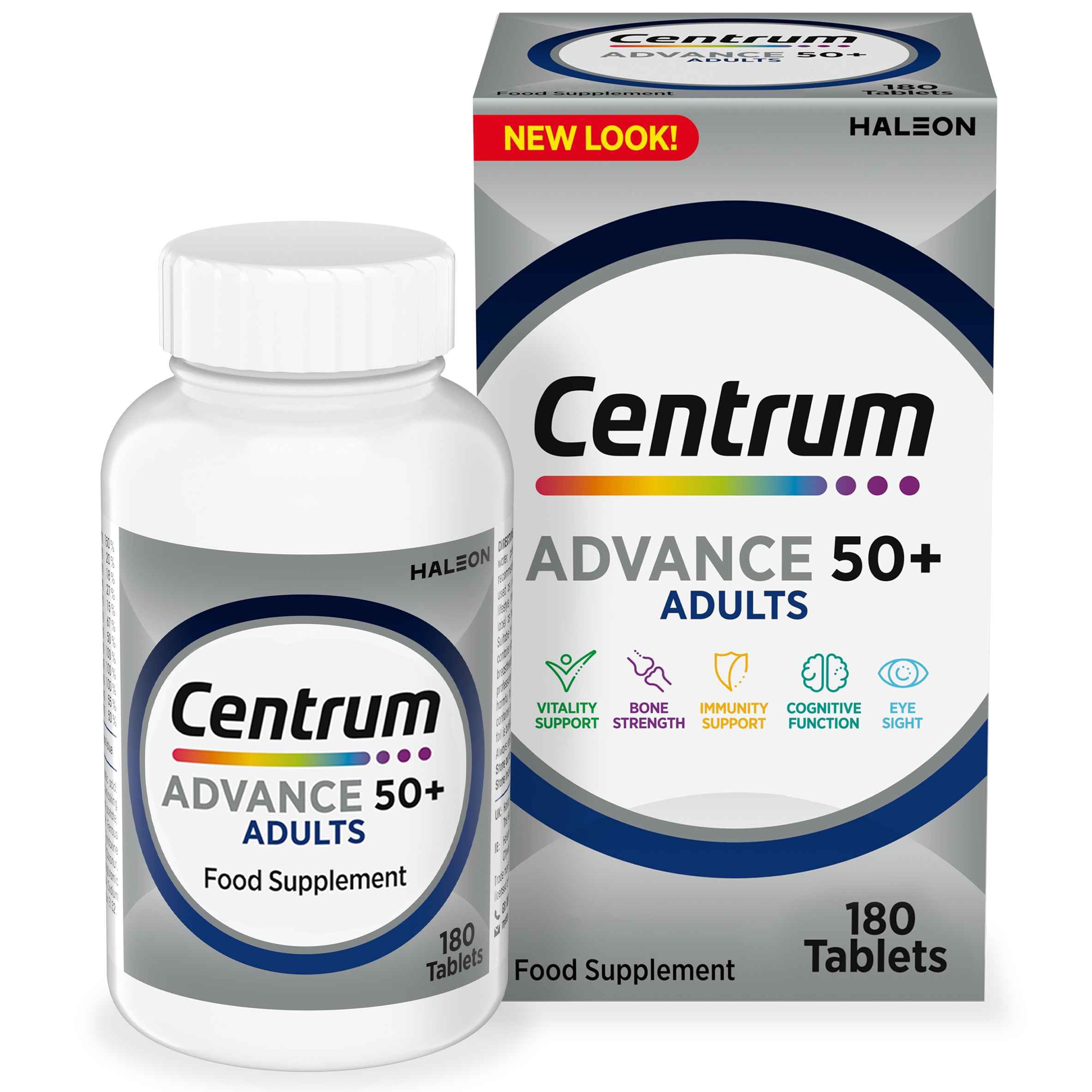 Centrum Advance 50+ Tablets Multivitamin & Mineral Supplements, with 24 essential nutrients, including vitamin D, C, Zinc, 180 ct