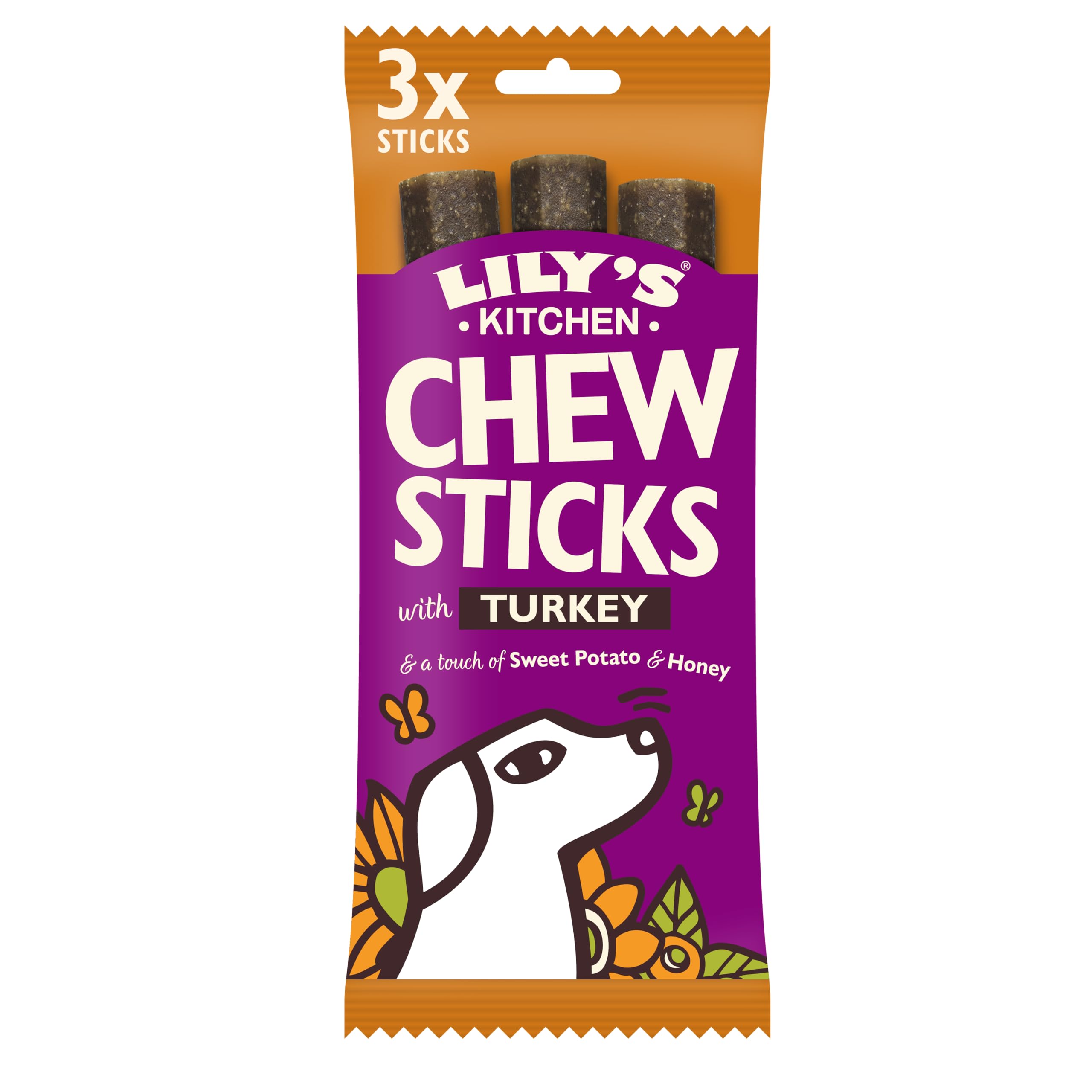 Lily's Kitchen Chew Sticks with Turkey - Grain Free Natural Dental Dog Treats (10 Packs of 3 Chews)