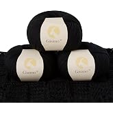 GISIMO 100% Merino Wool Yarn, 6-Ply Luxurious and Soft Yarn for Hand Knitting &amp; Crocheting, 1.76 OZ/50g, 127 yds/116 Meters (Black, 3 Balls)