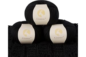 GISIMO 100% Merino Wool Yarn, 6-Ply Luxurious and Soft Yarn for Hand Knitting & Crocheting, 1.76 OZ/50g, 127 yds/116 meters (black, 3 balls)