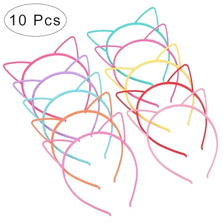 Frcolor 10pcs Katze Ohr Stirnband Plastikkatze Hairband Katze Bogen Hairbands Verfassungs Partei Headwear für Frauen Mädchen