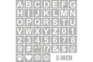 MEISO 46Pcs Reusable Plastic Letter and Number Stencils, Large Alphabet Stencils Set for DIY Drawing and Crafting, 4 sizes Du