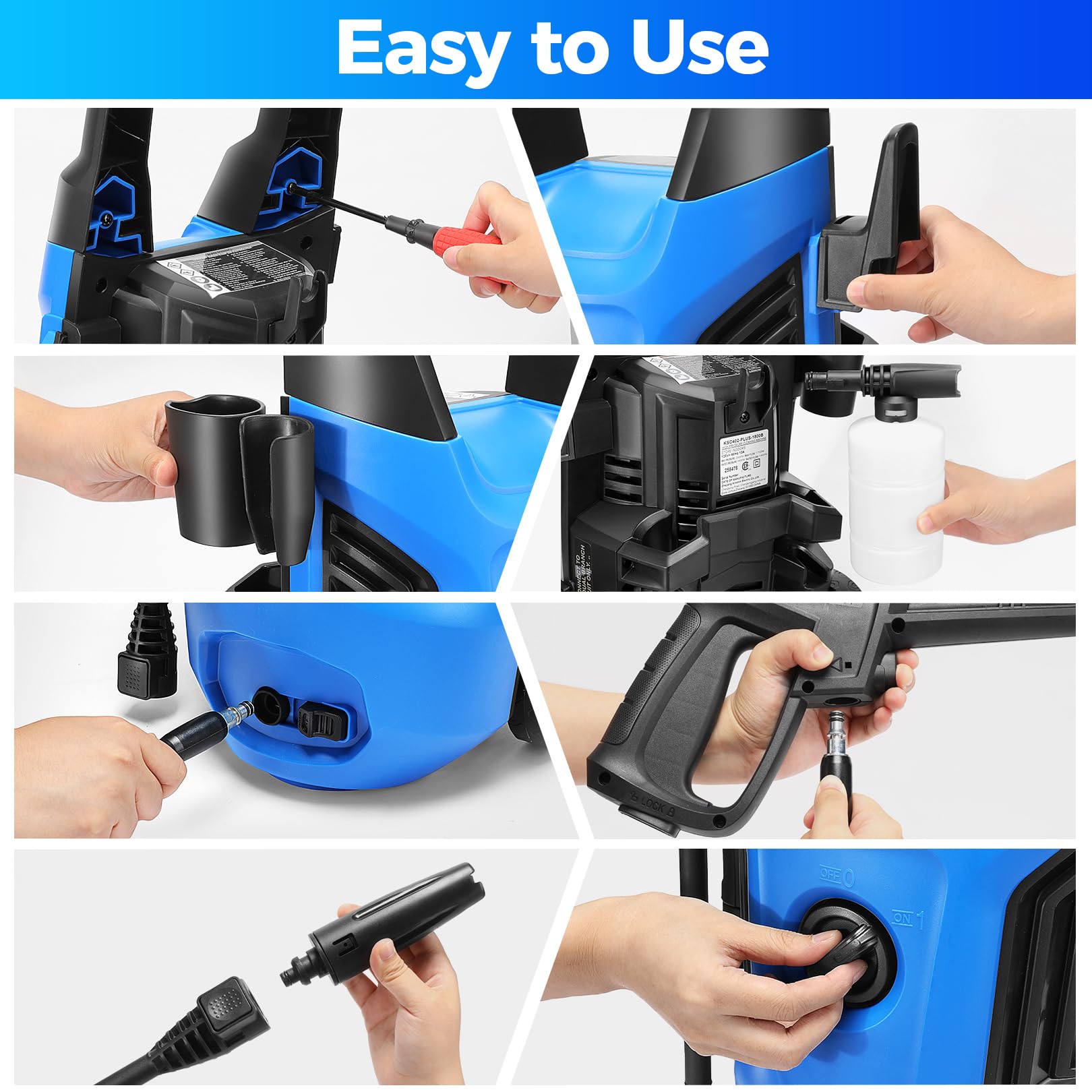 Suyncll Pressure Washer, MAX PSI 2.5GPM Electric Power Washer,1800W High Pressure Washer, Professional Washer Cleaner, with All-in-one Adjustable Nozzle and Hose, Best for Cleaning Cars (Blue)