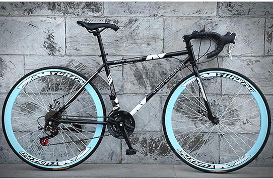 Amazon 26インチロード自転車 24スピードバイク ダブルディスクブレーキ自転車 高炭素鋼フレーム ロード自転車レーシング ライダーの高さ165 185 Cm 黒 Haoyf ロードバイク