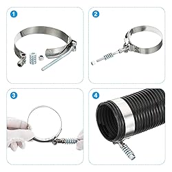 PATIKIL T-Bolt Hose Clamps with Spring, 2 Pack