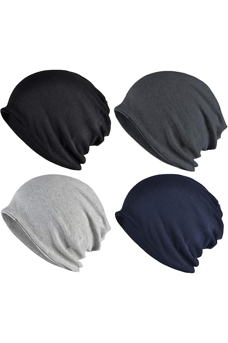 Blue Spiral Tie Dye Beanie Hat - Soft Stretch Slouchy Knit Cap For Men & Women, All Seasons